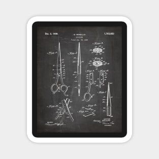Hair Scissors Patent - Salon Art - Black Chalkboard Magnet