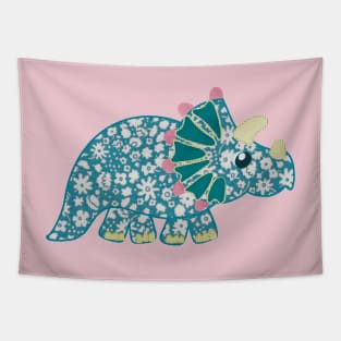 Vintage floral Triceratops Dinosaur Tapestry