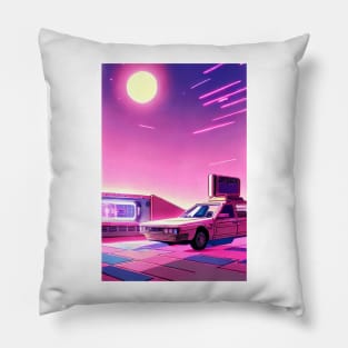 Car Anime Art Style - Retro Future Pillow