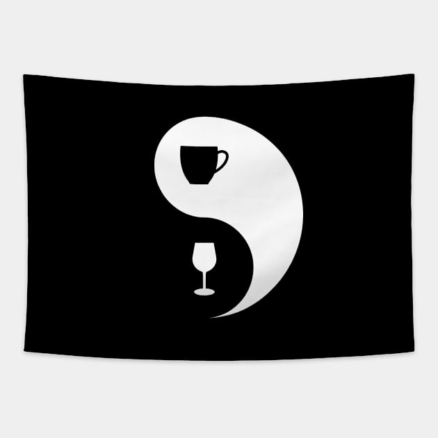 Drinks - Coffee and Wine - Yin Yang - AM PM - Drinks Tapestry by Design By Leo