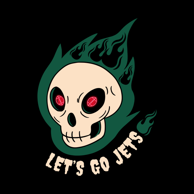 Skull with burning football eyes.  Let's go Jets! by Sleepless in NY