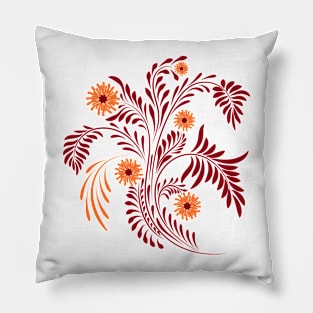 Folk floral art print  Flowers abstract art  poster Pillow