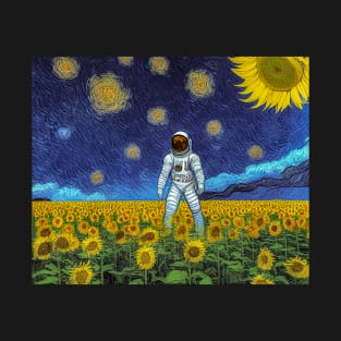 Astronaut Sunflower Impressionism T-Shirt
