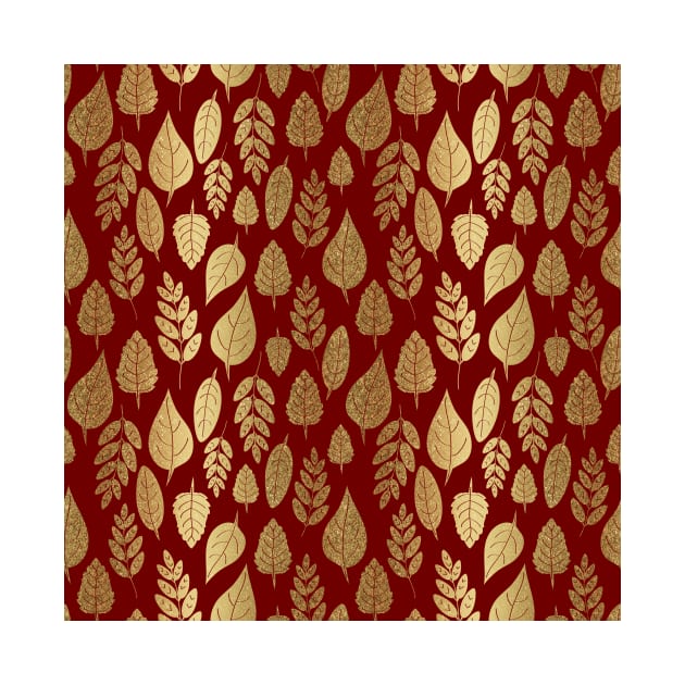 Gold and Red Leaf Pattern by tanyadraws
