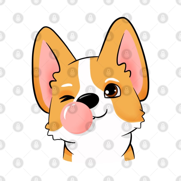 Corgi puppy funny art, 2d corgi, dogs lover, corgi owner gift, corgi face by PrimeStore