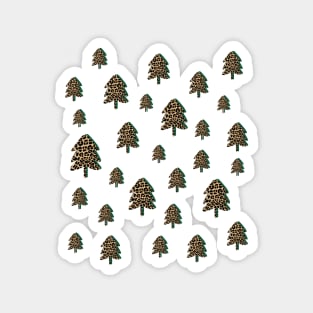 Leopard Print Christmas Tree Pattern on Red Magnet