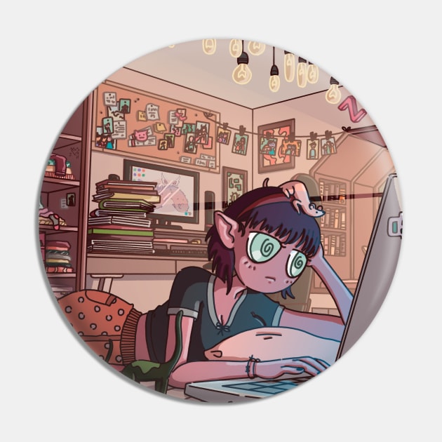 University girl Pin by Meeko_Art