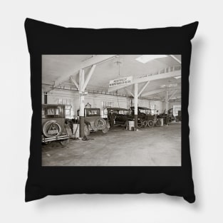 Auto Dealer Repair Shop, 1926. Vintage Photo Pillow