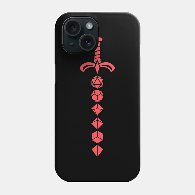 Red Polyhedral Dice Sword of the Warrior Phone Case by pixeptional