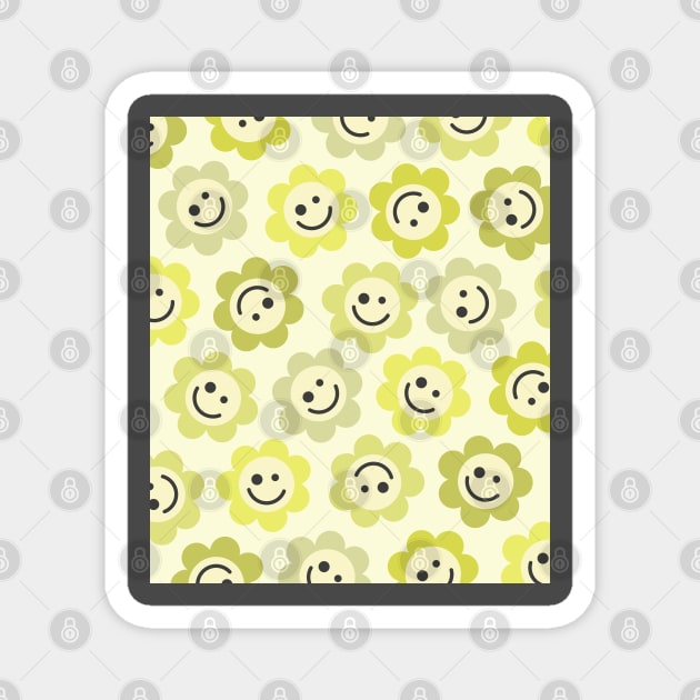 Yellow Flower Happy Faces Magnet by gray-cat