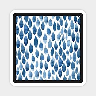 Rain repeating pattern watercolor blue & white Magnet