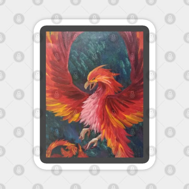 Phoenix Rising Magnet by thedelkartist