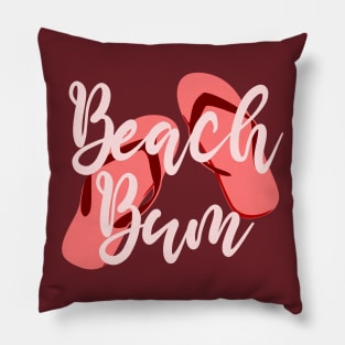 Beach Bum Coral Flip Flops Graphic Design Pillow