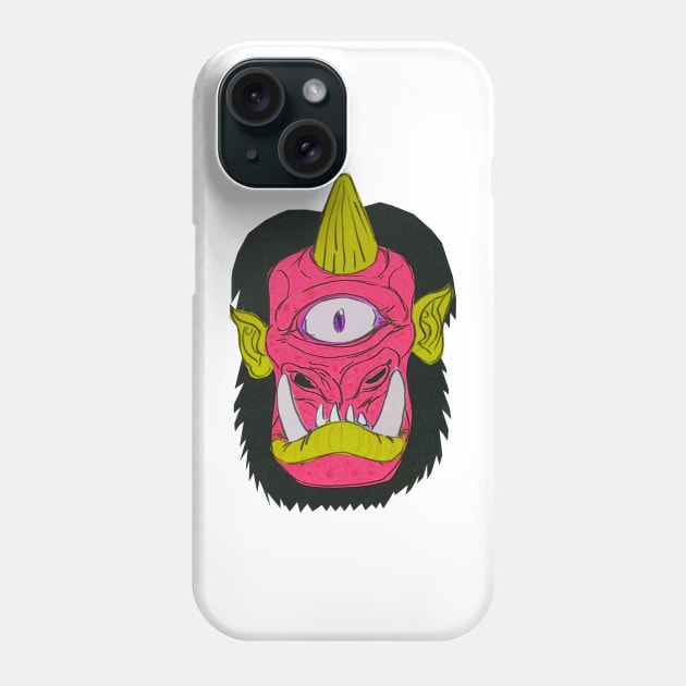 Cyclops Monster Mask Cardboard Papercraft Putrid Pink Phone Case by JaydenHardingArt