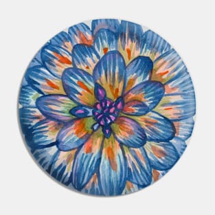 Blue dahlia flower Pin