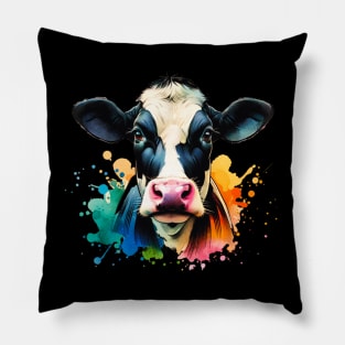 Watercolor Holstein Cow Pillow