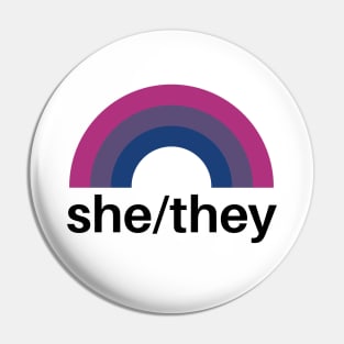 She/They Pronouns Bisexual Pride Pin