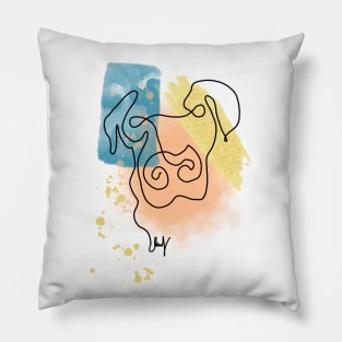 Abstract Line Art Dog Drawing on Watercolor Pillow