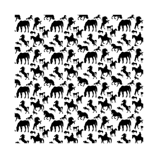 Black and White Horse Pattern T-Shirt