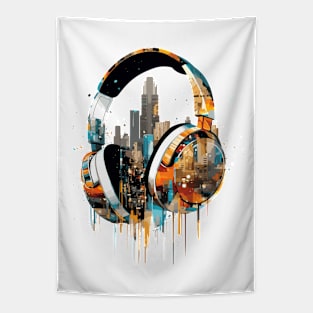 Headphone Urbain World Fun Musical Life City Skylines Tapestry