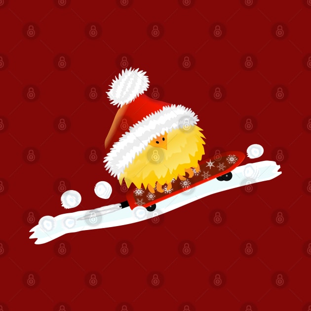 Bird with Christmas Hat on Skeateboard by Djdesign2022