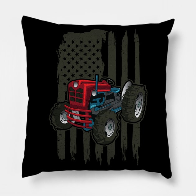 Tractor American Flag Tee Tractors Farm Gift Local Farmer Pillow by Proficient Tees