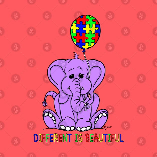 Autism Awareness Baby Purple Elephant DIFFERENT IS BEAUTIFUL by ScottyGaaDo