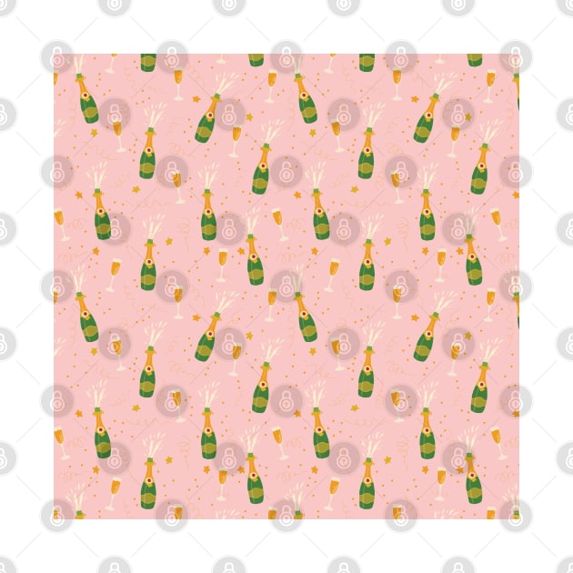 Champagne Bottles Pink by Sandra Hutter Designs