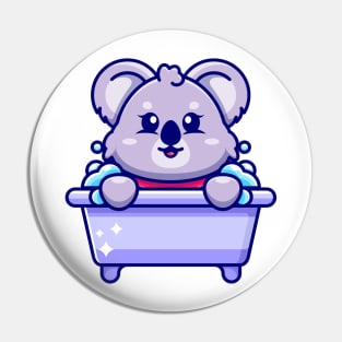 Cute koala in a bathtub cartoon character Pin