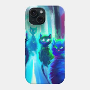 Blue Cats Flank the Sides of a Mysterious Long Corridor Phone Case