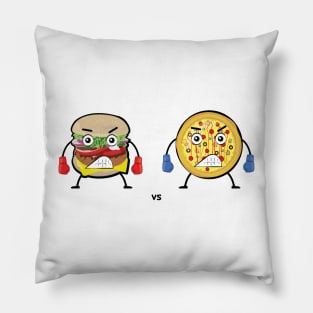 Funny Pizza vs Burger Characters - Fast Food Battle Pillow