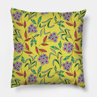 Colorful happy flower blossom pattern in yellow Pillow