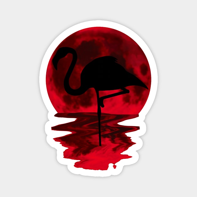 red moon flamingo Magnet by medo art 1