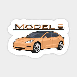 The Model 3 Car electric vehicle Gold orange Magnet