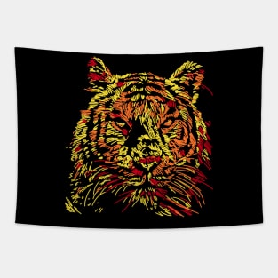 Sketchy Face Tiger Tapestry