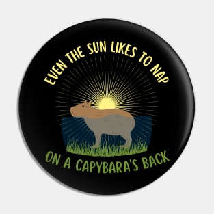 Even The Sun Likes To Nap On A Capybara's Back Pin