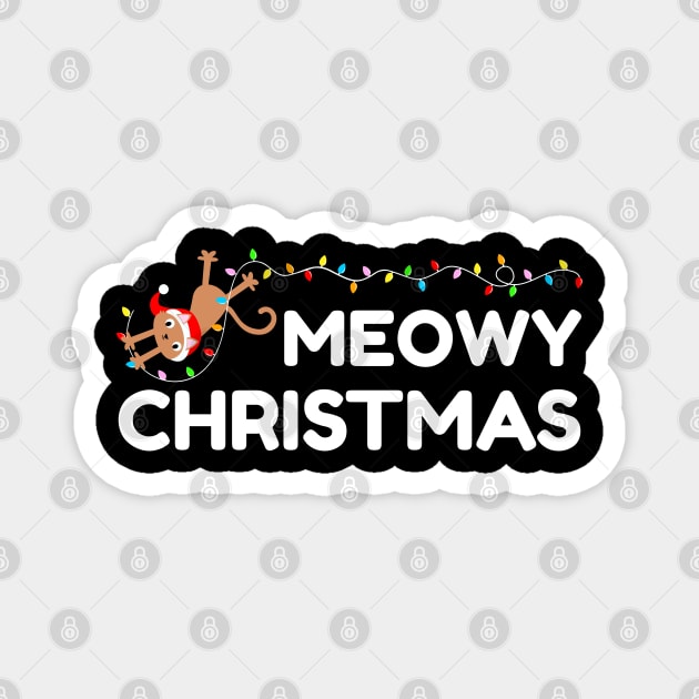 Playful Cat Christmas Lights – Meowy Christmas Fun Magnet by Creatifly Graphic Tees