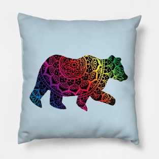 Rainbow Mandala Pride Bear Pillow