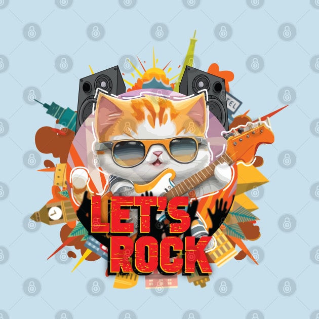 Pets, Cute Kitty Let's Rock by AqlShop