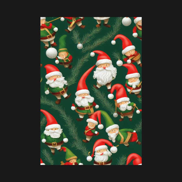 Christmas Seamless Pattern, Santa and Christmas Gnomes #9 by Endless-Designs