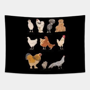 Vintage Chicken Breeds Farm Animals Day Support Local Farmer Tapestry