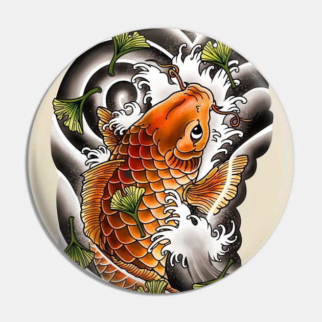 Ginkgo Koi fish Pin by cb-illustratie