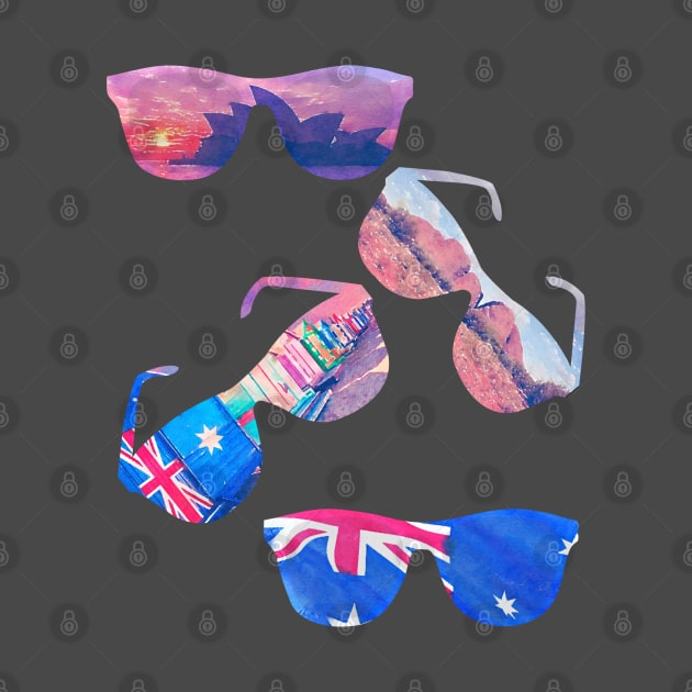 Australia  Landscapes Watercolor Sunglasses by AdrianaHolmesArt