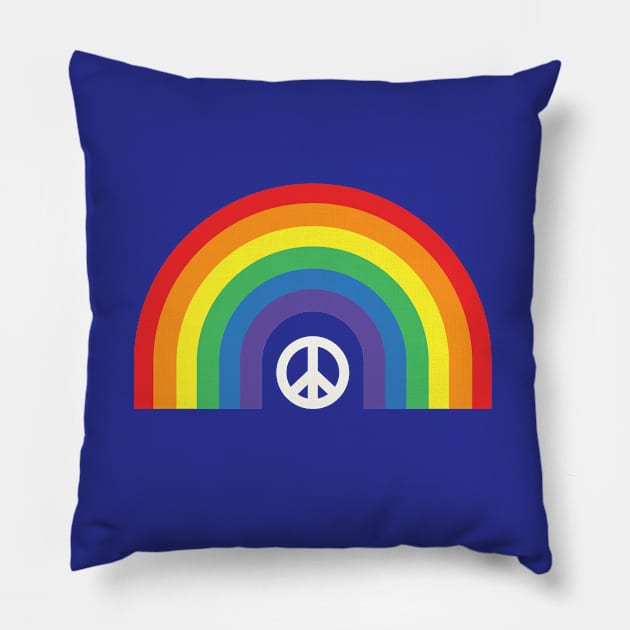 Rainbow Peace Sign Pride Month Pride Week Pillow by PodDesignShop