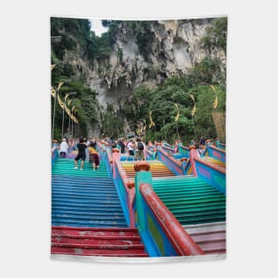 Colorful stairs to Batu Caves entrance Tapestry