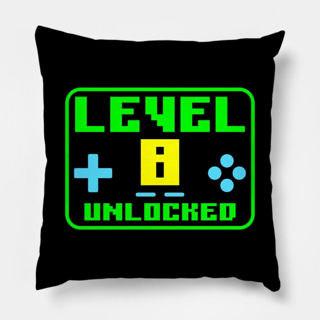 Level 8 Unlocked Pillow by colorsplash