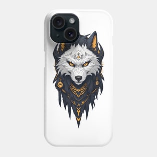 Golden Wilderness: Majestic Wolf Art Tee Phone Case