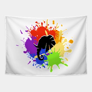 Elephant Paint Splash Tapestry