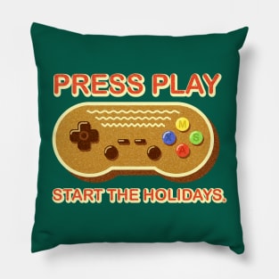 Press Play, Start Holidays - Christmas Video Game Gingerbread Cookie Controller Pillow