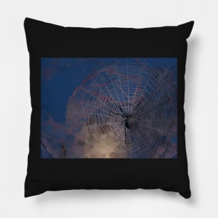 Spider admiring the Halloween moonrise Pillow